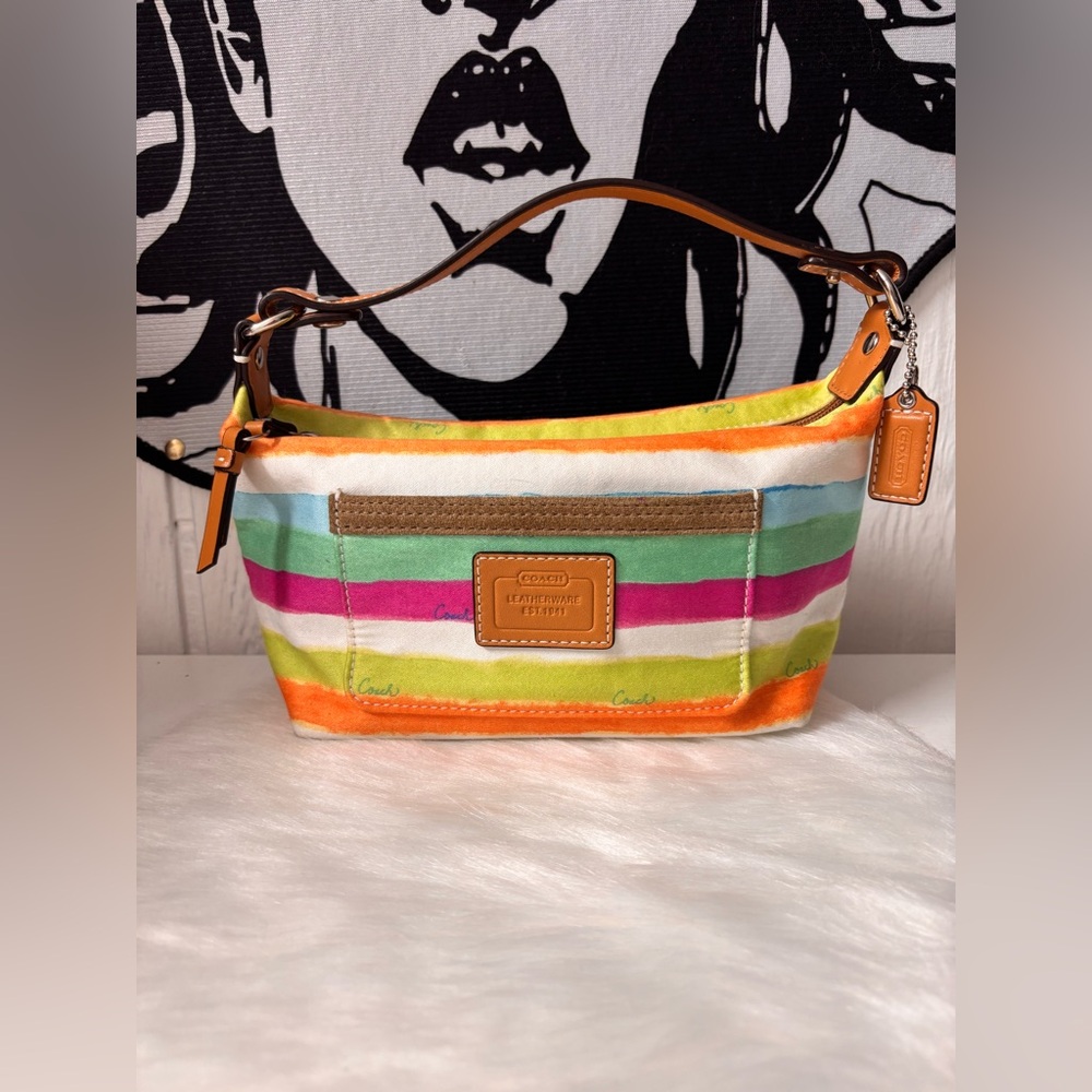 Coach Vintage Hampton Watercolor Stripe mini hobo bag.